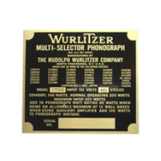 Model identification plate Wurlitzer model 1800