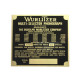 Model identification plate Wurlitzer model 1800