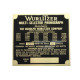 Model identification Plate Wurlitzer model 1900